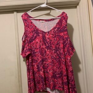 Westport Pink Paisley Cold Shoulder Blouse